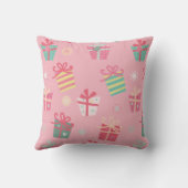 Cute Retro Roze Cadeaus Kerstmis Kussen (Achterkant)