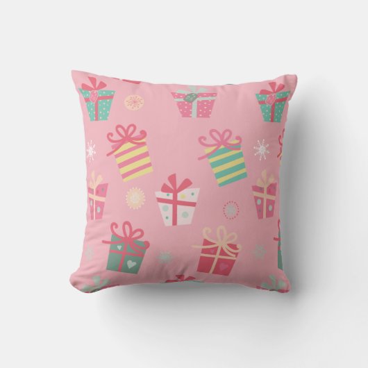 Cute Retro Roze Cadeaus Kerstmis Kussen (Voorkant)
