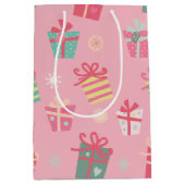 Cute Retro Roze Cadeaus Kerstmis Medium Cadeauzakje (Voorkant)