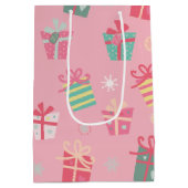 Cute Retro Roze Cadeaus Kerstmis Medium Cadeauzakje (Achterkant)