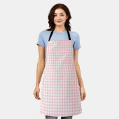 Cute Retro Roze Gingham ruitpatroon Schort (Gedragen)