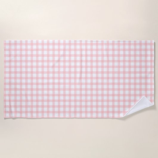 Cute Retro Roze Gingham ruitpatroon Strandlaken (Voorkant)