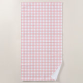 Cute Retro Roze Gingham ruitpatroon Strandlaken (Voorkant)