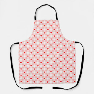Cute Retro Roze Hart Gingham Schotlandse ruit patr Schort
