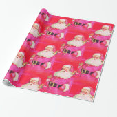 Cute Retro  roze kerstmis Cadeaupapier (Uitgerold)