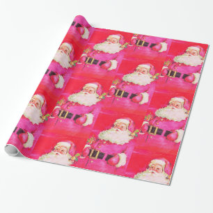 Cute Retro roze kerstmis Cadeaupapier