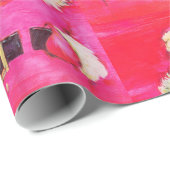 Cute Retro  roze kerstmis Cadeaupapier (Rol Hoek)