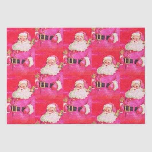 Cute Retro  roze kerstmis Tissuepapier (Voorkant)