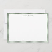 Cute Retro Sage Green Gingham Plaid Personalized Notitiekaartje (Voorkant)