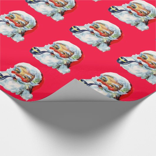 Cute Retro Santa Cadeaupapier (Hoek)