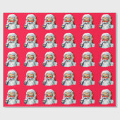 Cute Retro Santa Cadeaupapier (Vlak)