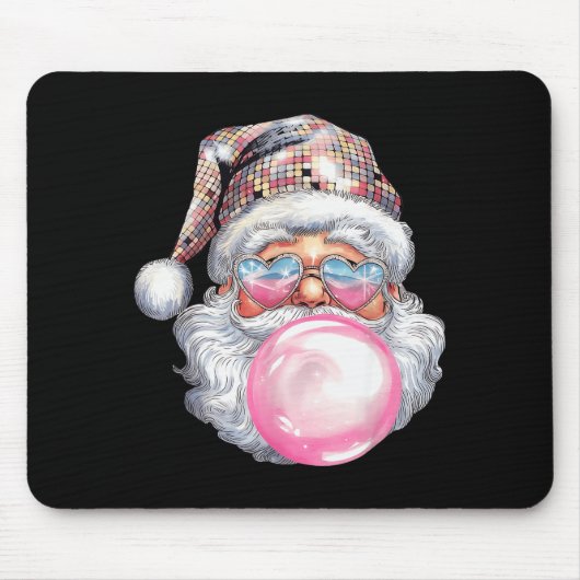 Cute Retro Santa Christmas Blowing Bubble Gum Vint Muismat (Voorkant)