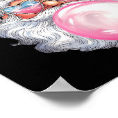 Cute Retro Santa Christmas Blowing Bubble Gum Vint Poster (Hoek)