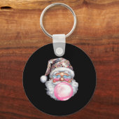 Cute Retro Santa Christmas Blowing Bubble Gum Vint Sleutelhanger (Voorkant)