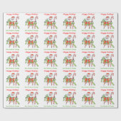 Cute Retro Santa Claus Persoonlijke Kerstmis Cadeaupapier (Vlak)