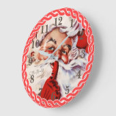 Cute Retro Santa Elegant Kerstmis Grote Klok (Hoek)