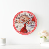 Cute Retro Santa Elegant Kerstmis Grote Klok (Huis)