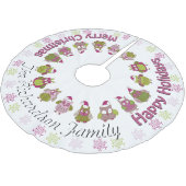 Cute Retro Santa Owls JOUW NAAM HIER Boom Skirt Kerstboom Rok (Gekanteld)