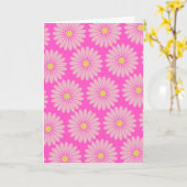 Cute Retro Scandinavian Flower Pattern Roze Blank Kaart (Gele Bloem)