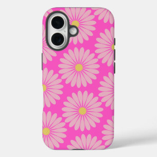 Cute Retro Scandinavian Flower Pattern (roze) iPhone 16 Hoesje