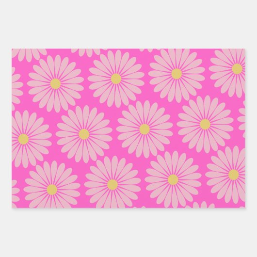 Cute Retro Scandinavian Flower Pattern (roze) Inpakpapier Vel (Voorkant 3)