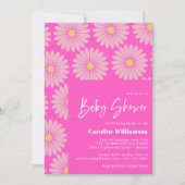 Cute Retro Scandinavian Flower Pink Baby shower Kaart (Voorkant)