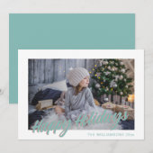 Cute Retro Script Pastel Prettig Vakantie Foto Feestdagenkaart (Voorkant / Achterkant)