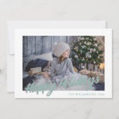 Cute Retro Script Pastel Prettige Feestdagen Foto Feestdagenkaart (Voorkant)