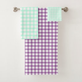 Cute Retro Sea Green Gingham Plaid pattern Bad Handdoek