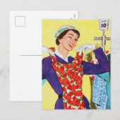 Cute retro  shopping lady briefkaart (Voorkant / Achterkant)