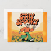 Cute Retro Skeleton Stay Spooky Halloween Briefkaart (Voorkant / Achterkant)