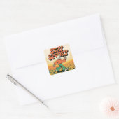 Cute Retro Skeleton Stay Spooky Halloween Vierkante Sticker (Envelop)