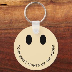 Cute Retro Smile Face Quote   Pastel Sleutelhanger