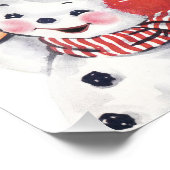 Cute Retro Snowman en Red Bird Wall Art Foto Afdruk (Hoek)