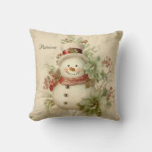 Cute Retro Snowman Kerstmis Kussen (Voorkant)