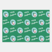 Cute Retro Snowman Merry Kerstfeestdag Inpakpapier Vel (Voorkant 3)