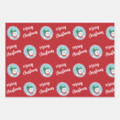 Cute Retro Snowman Merry Kerstfeestdag Inpakpapier Vel (Voorkant)