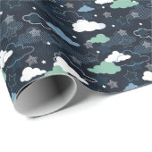 Cute Retro Sterrennacht Sky Pattern Cadeaupapier (Rol Hoek)