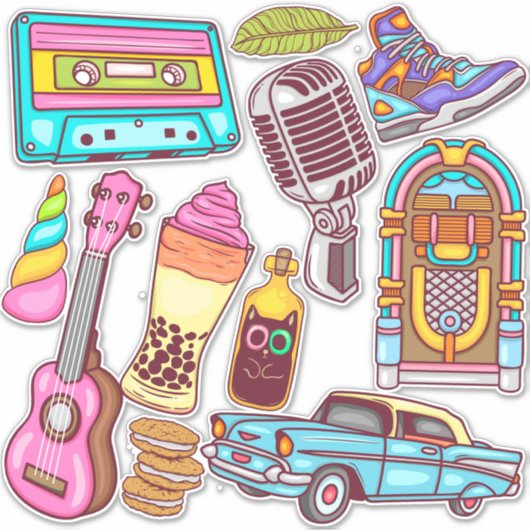 Cute Retro Sticker (Voorkant)