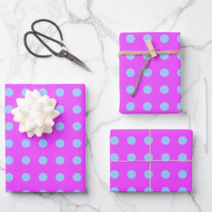 Cute Retro Stippen Pattern in Paars en Periwinkle Inpakpapier Vel