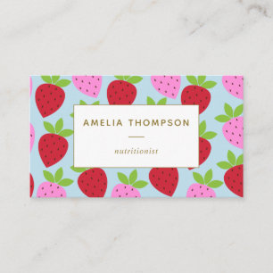 Cute Retro Strawberry Fruit Pattern Persoonlijk Visitekaartje