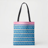 Cute Retro Strawberry Pattern Blue op maat Tote Bag (Voorkant)