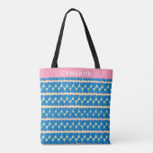 Cute Retro Strawberry Pattern Blue op maat Tote Bag (Achterkant)