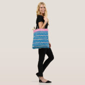 Cute Retro Strawberry Pattern Blue op maat Tote Bag (Op model)