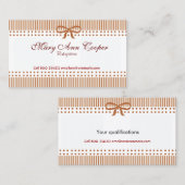 Cute Retro Striped Pattern Bow Stropdas Red Visitekaartje (Voorkant / Achterkant)