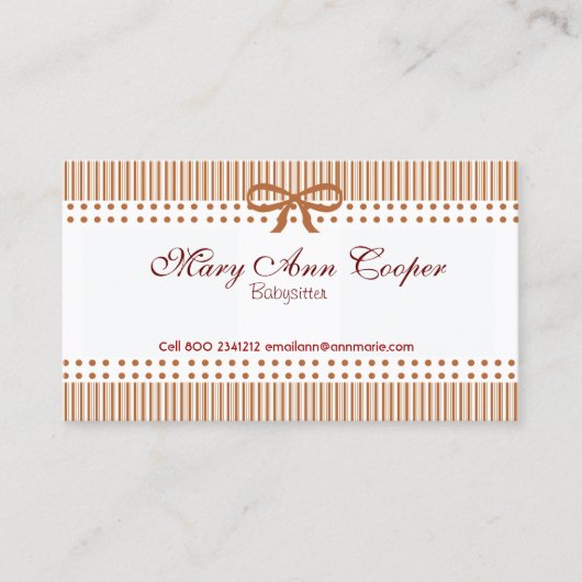 Cute Retro Striped Pattern Bow Stropdas Red Visitekaartje (Voorkant)