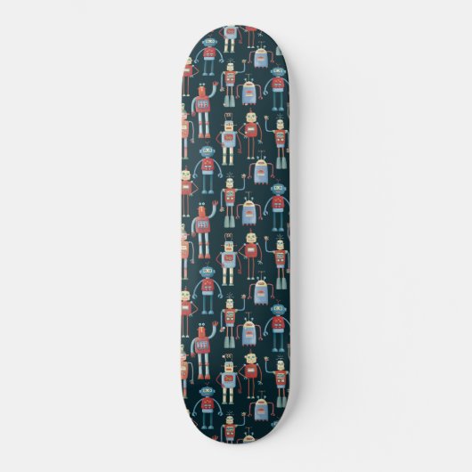 Cute Retro Style Robots van 1950 Persoonlijk Skateboard (Voorkant)