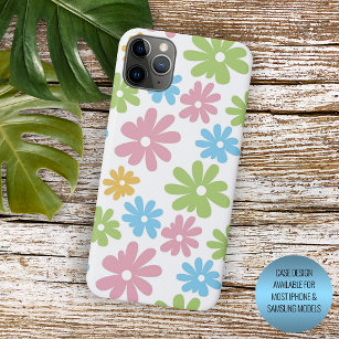 Cute Retro Summery Colors Flower Art Pattern Case-Mate iPhone Case