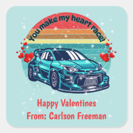 Cute Retro Sun Kids Valentines Car Vierkante Sticker