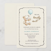 Cute Retro Teddy Bear, Boy Baby shower Kaart (Voorkant / Achterkant)